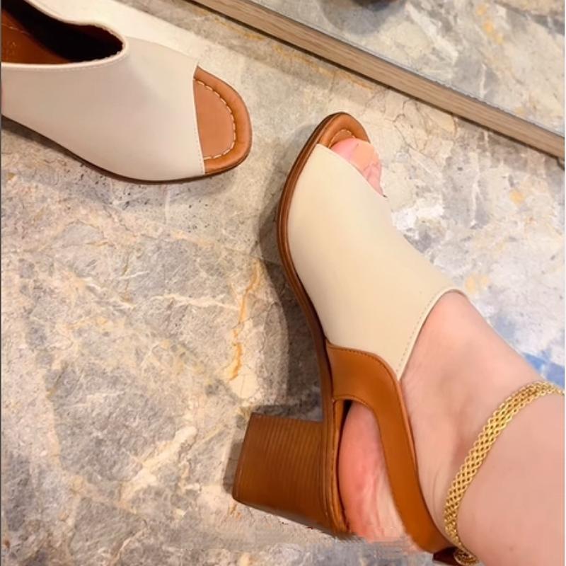 Women's Casual Colorblock Leather Sandals