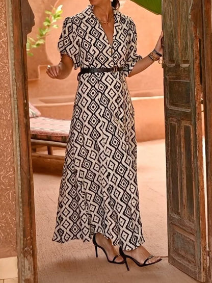 🔥Last Day Save 49% 0FF  The Printed Elastic Sleeve Maxi Dress For Events