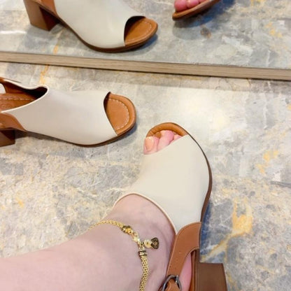 Women's Casual Colorblock Leather Sandals