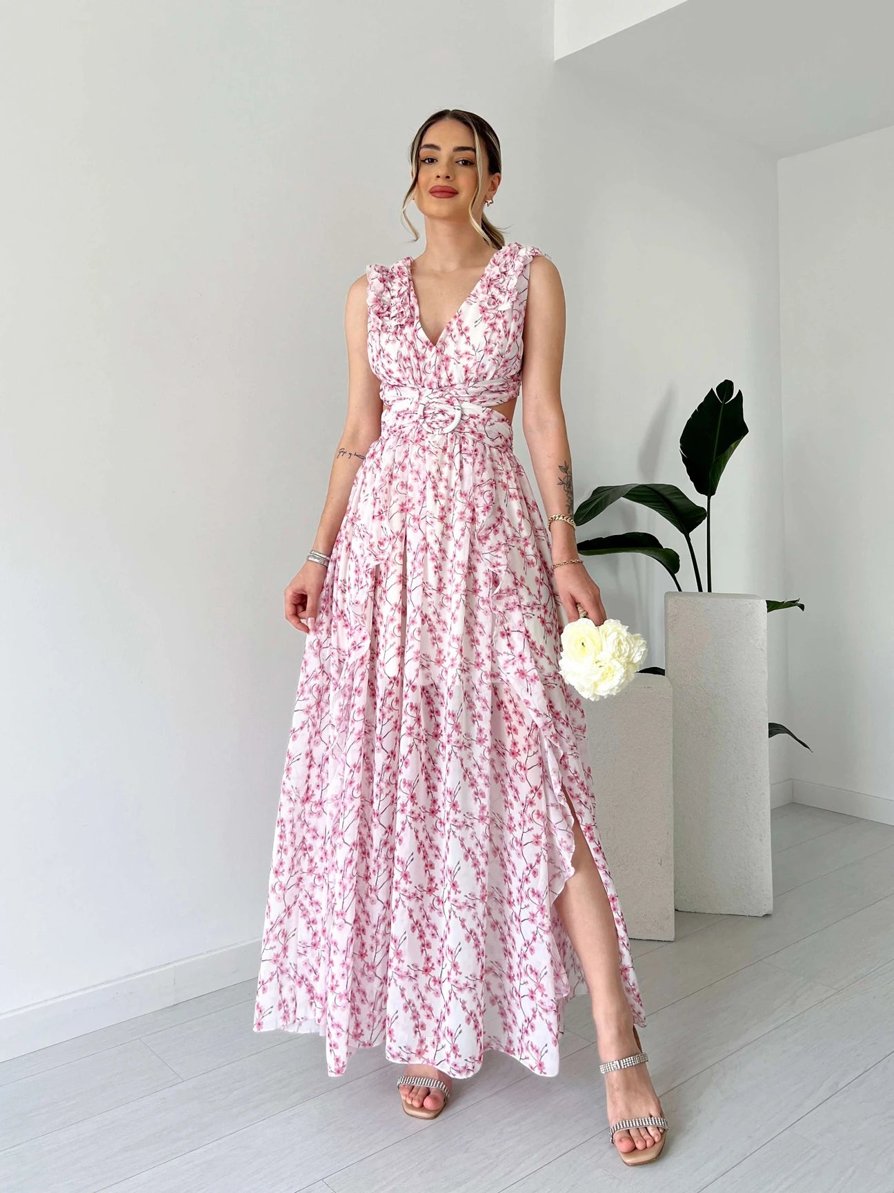 Pink Printed Romantic Dress