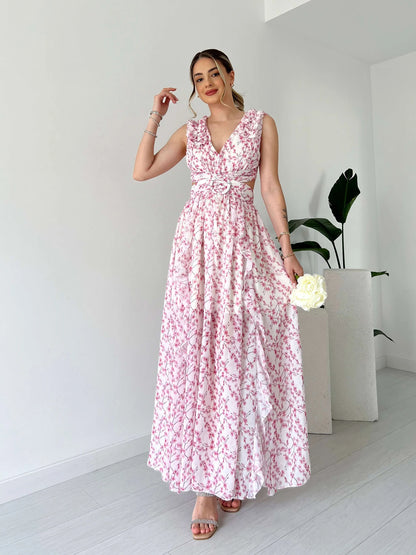 Pink Printed Romantic Dress