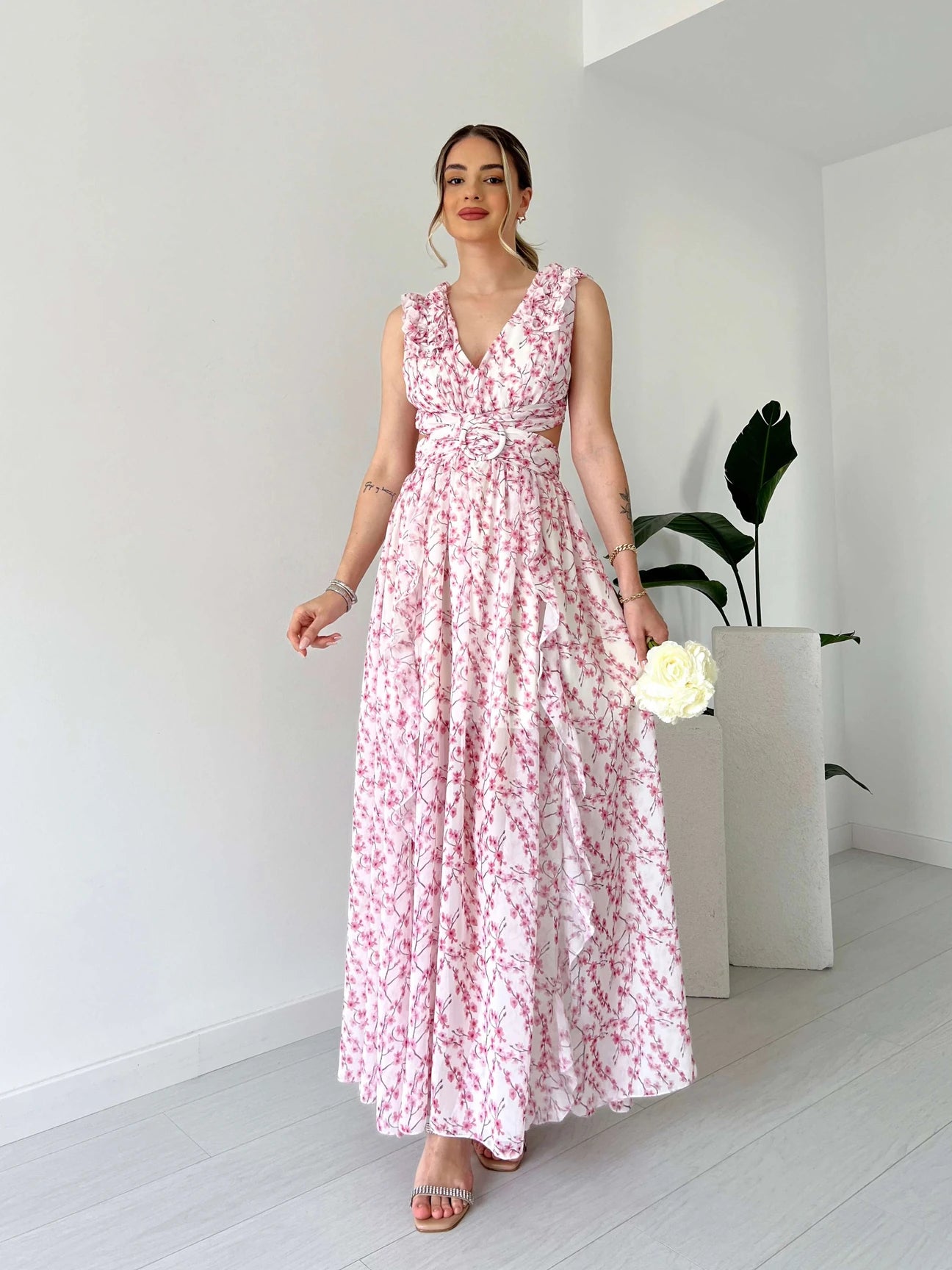 Pink Printed Romantic Dress