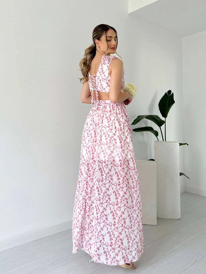 Pink Printed Romantic Dress