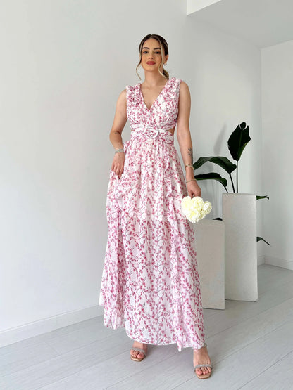 Pink Printed Romantic Dress