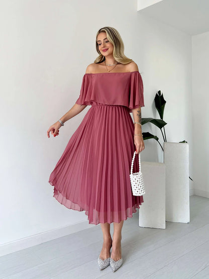 Pleated Chiffon Strapless Dress