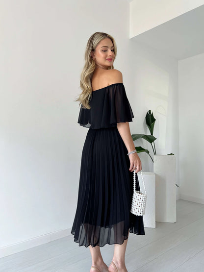 Pleated Chiffon Strapless Dress