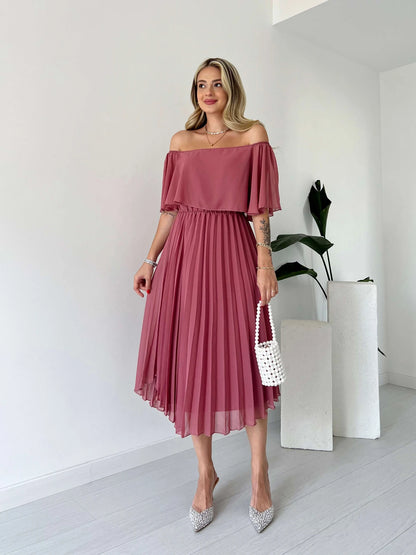 Pleated Chiffon Strapless Dress