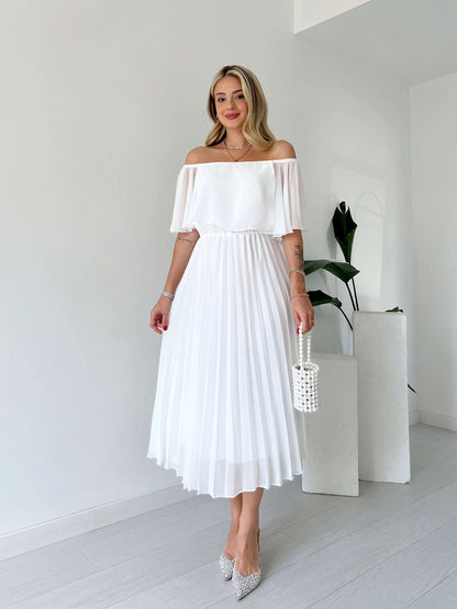 Pleated Chiffon Strapless Dress