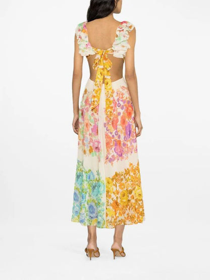 2024 New Aurelio Floral Summer Boho Flowy V-Neck Floral  Dress